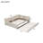 Full Size Upholstered Platform Bed with USB Ports & Twin Trundle, Linen Fabric, Beige-118661073