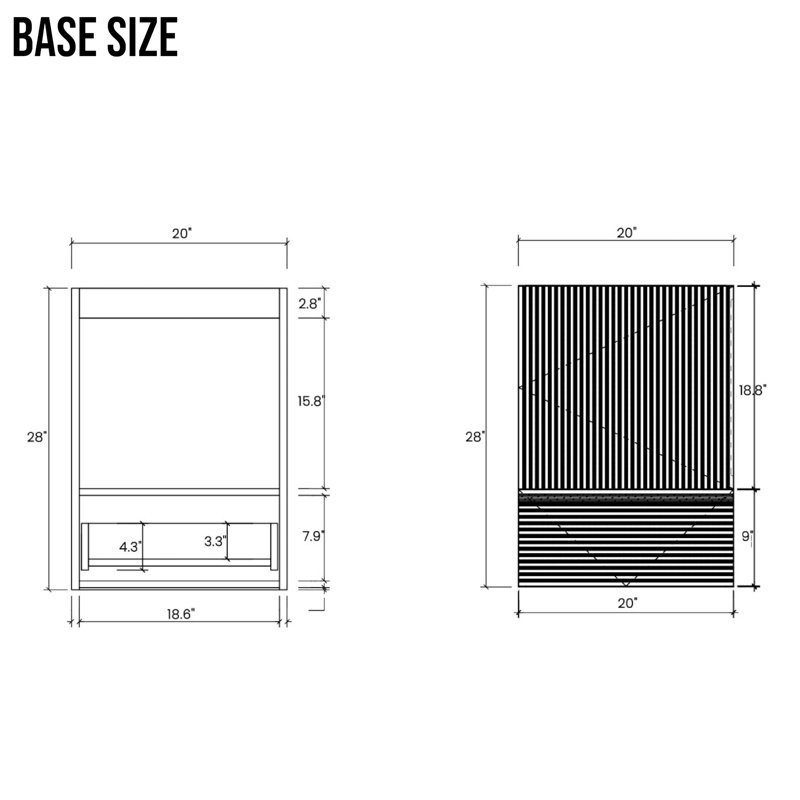 Ensemble de meuble-lavabo simple rayé 20 po avec lavabo en céramique, assemblage requis, Noir
