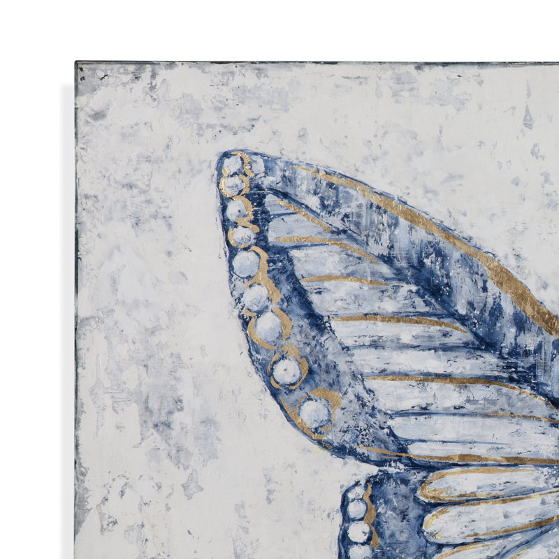 Blue and Gold Butterfly 48" x 72" Canvas Diptych