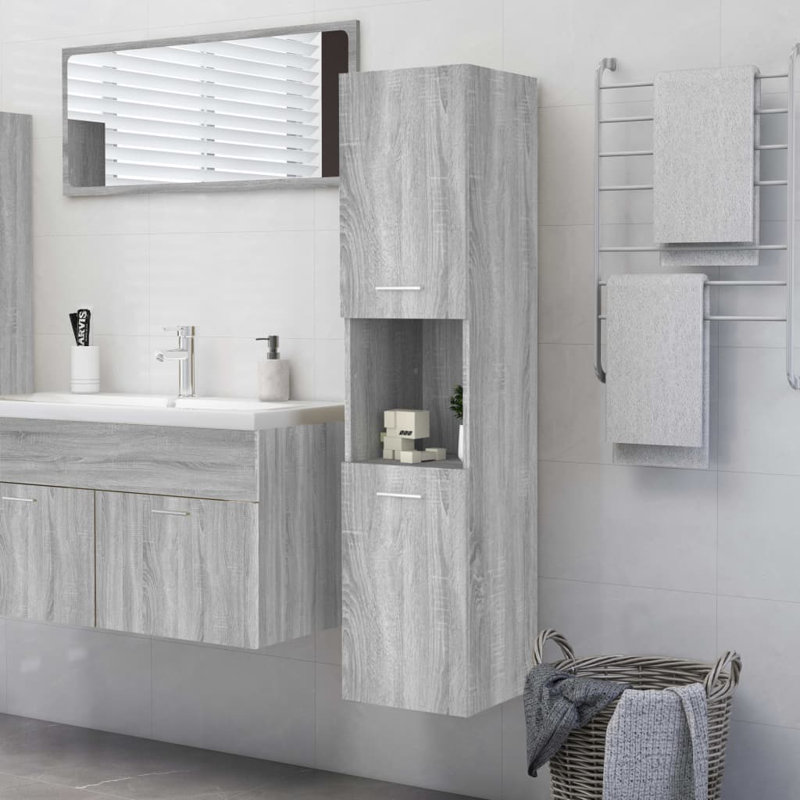 Humayd Linen Cabinet, Grey Sonoma
