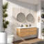 Meuble-lavabo et lavabo mural moderne en chêne doré moderne, peu encombrant