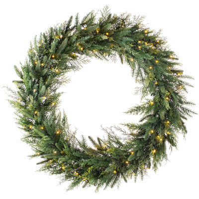 Faux Lighted Fir 100cm Wreath