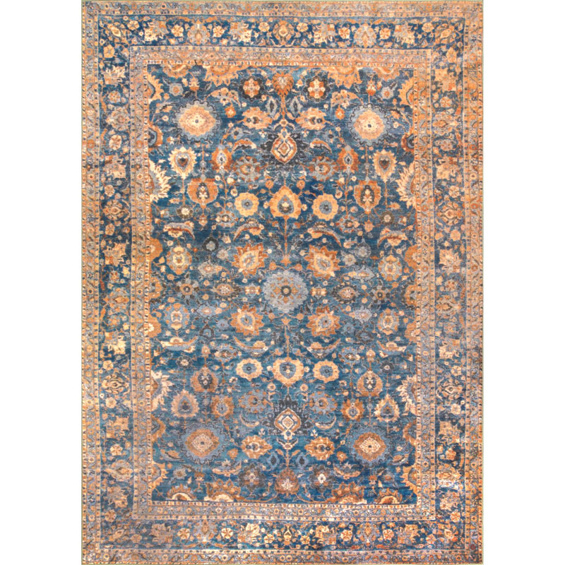 Tapis oriental bleu / brun Kujawski, Rectangle 8 pi 2 po x 10 pi