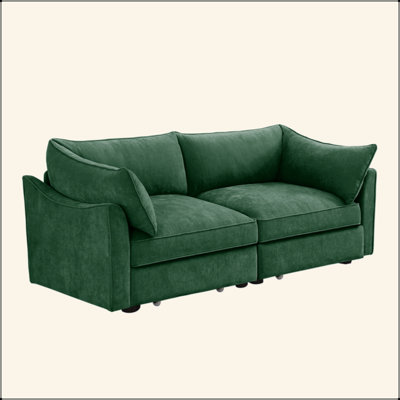 2 Seater Sofa With Pull Out Storage Drawers Under Each Seat, Crescent-Shaped Armrests And Wraparound , Suitable For Small Living Rooms, Chenille