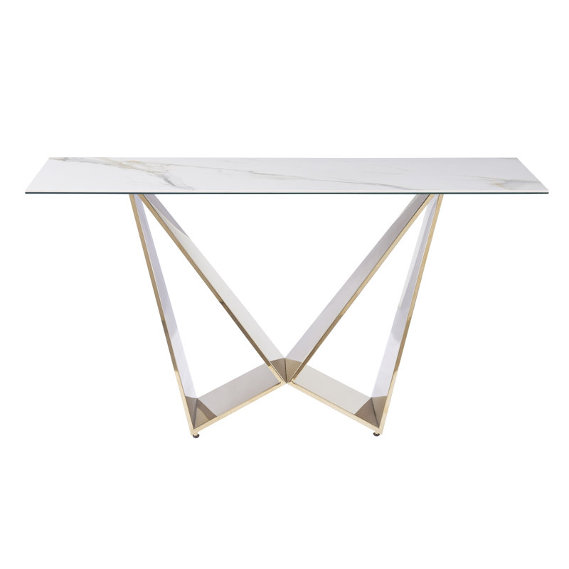 Celton 59'' Console Table, White, Gold
