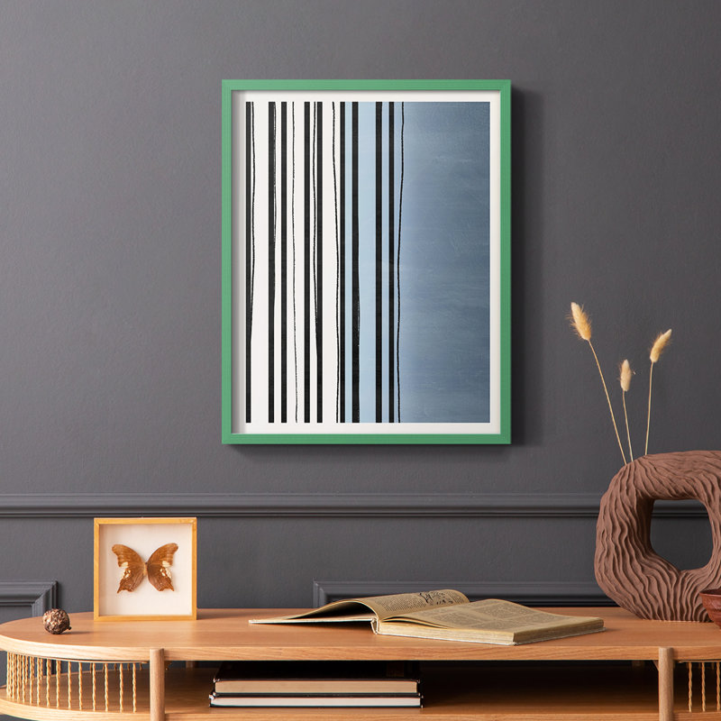 Abstracto Azul I Framed Print - Solid Wood, Green, 10" H x 8" W