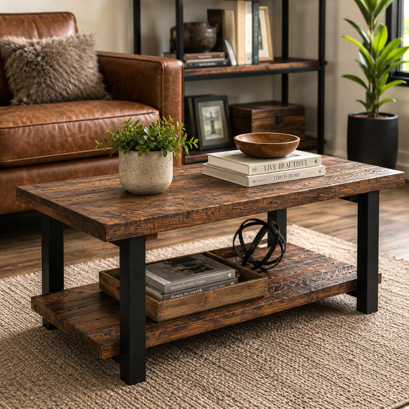 Pomona 42" Solid Wood Coffee Table, Natural, Natural