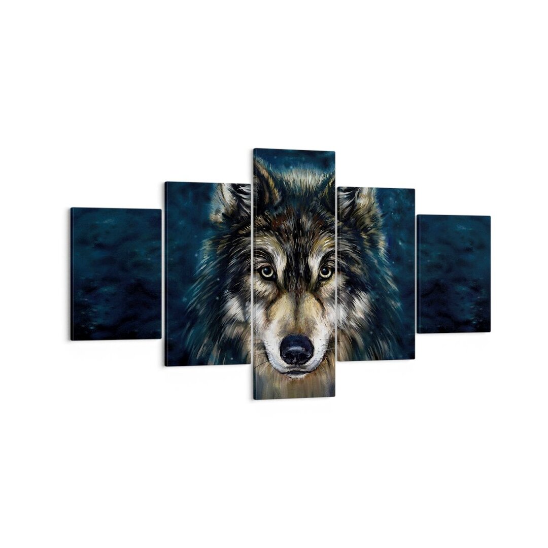 5-tlg. Leinwandbilder-Set Wolf Dark