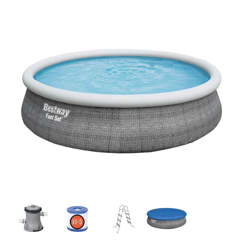 Piscine gonflable, Gris, L 15 po x H 42 po