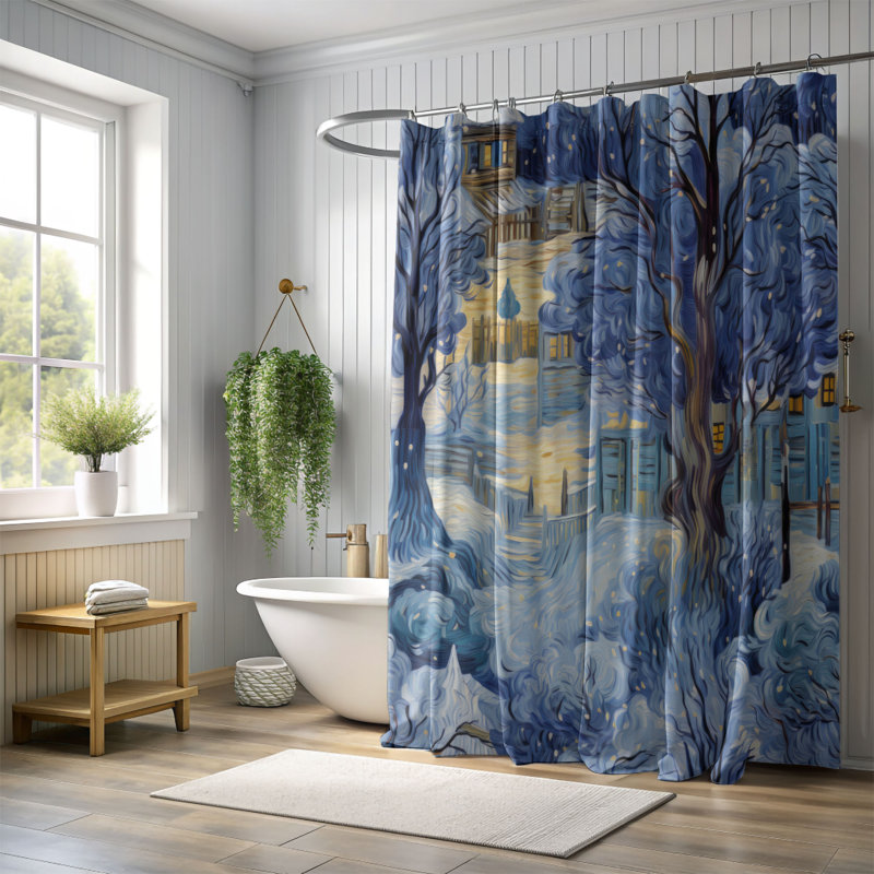 Boyan Abstract Shower Curtain, 74" H x 71" W