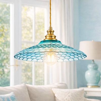 1-Light Modern Dome Glass Pendant Light