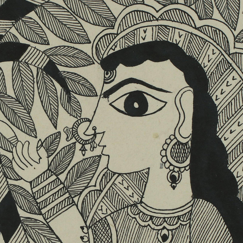 « krishnas song ii madhubani », peinture