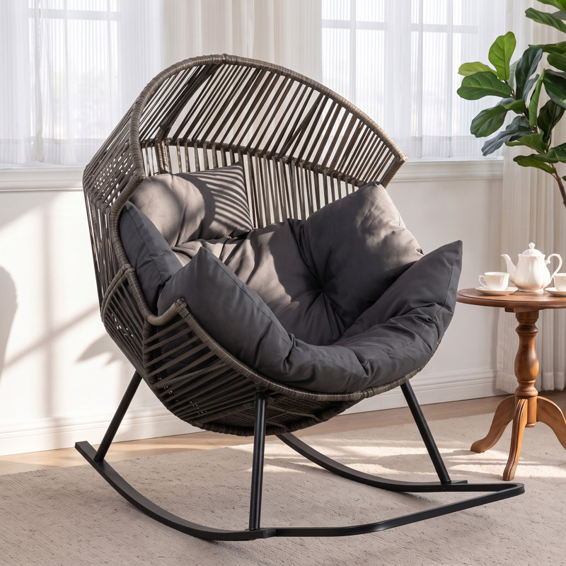  Fauteuil à bascule d'extérieur, Gris foncé, Taupe