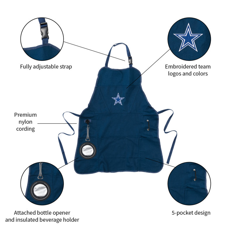 NFL Grill Apron with Bottle Opener and Towel Hook, Dallas Cowboys