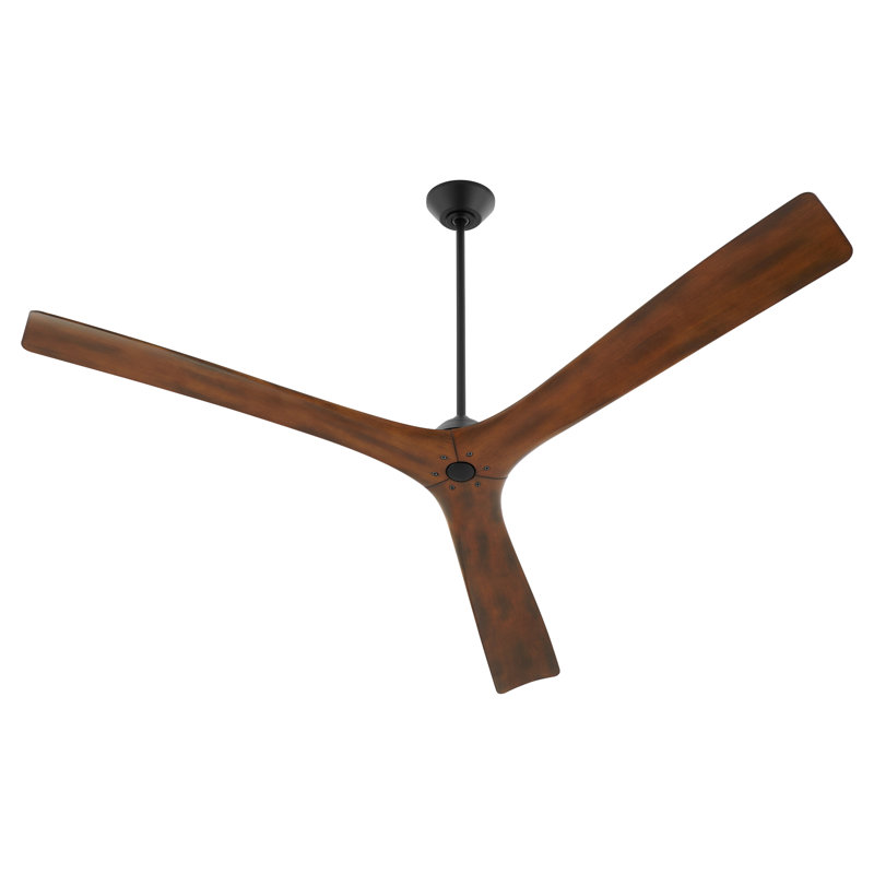 Ventilateur de plafond Keyandre, Noir/noyer, 64 po de largeur
