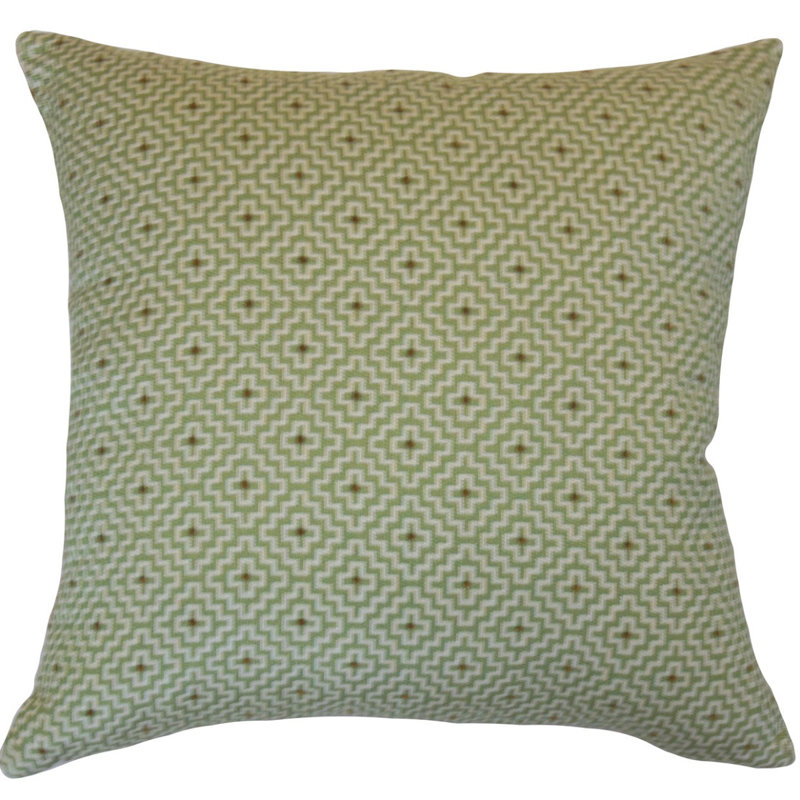 Coussin décoratif à motif géométrique BEAUNE, Hauteur (26 po) x largeur (26 po), Vert clair