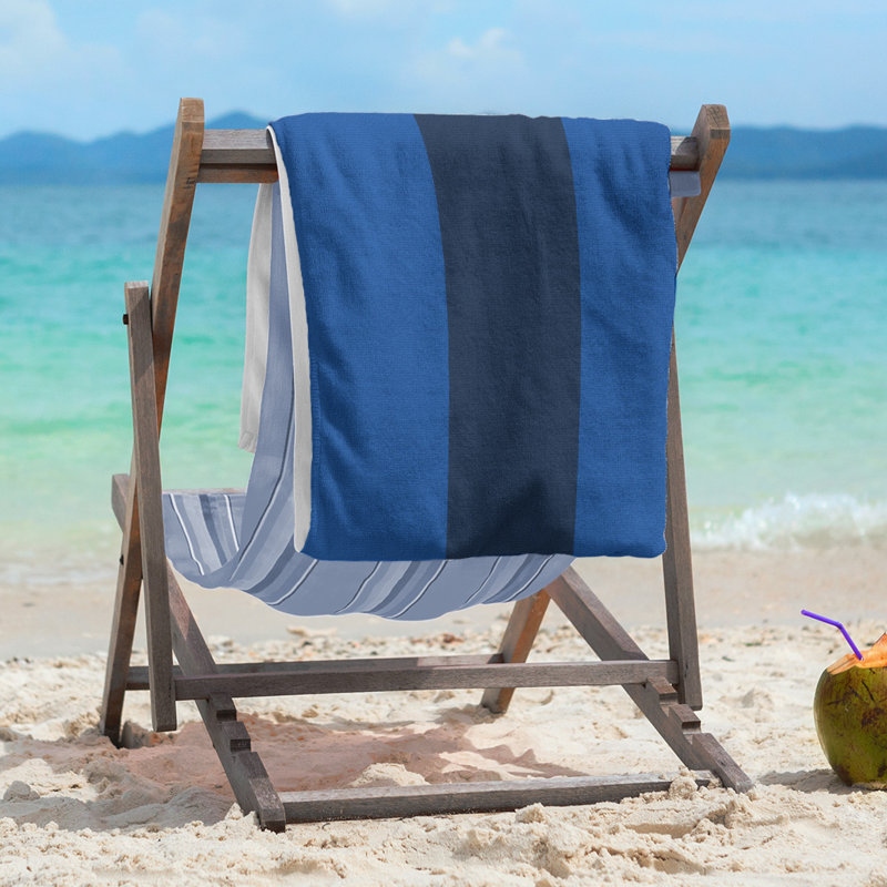 Lightweight Beach Towel, Royal Blue/Navy Blue/Royal Blue, Poly/Cotton