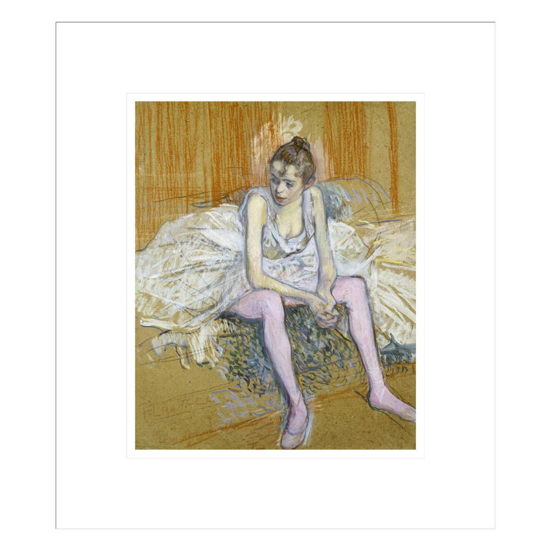Une danseuse assise avec des bas roses par Henri de Toulouse-Lautrec, impression giclée encadrée, H 15,68 po x l 13,75 po