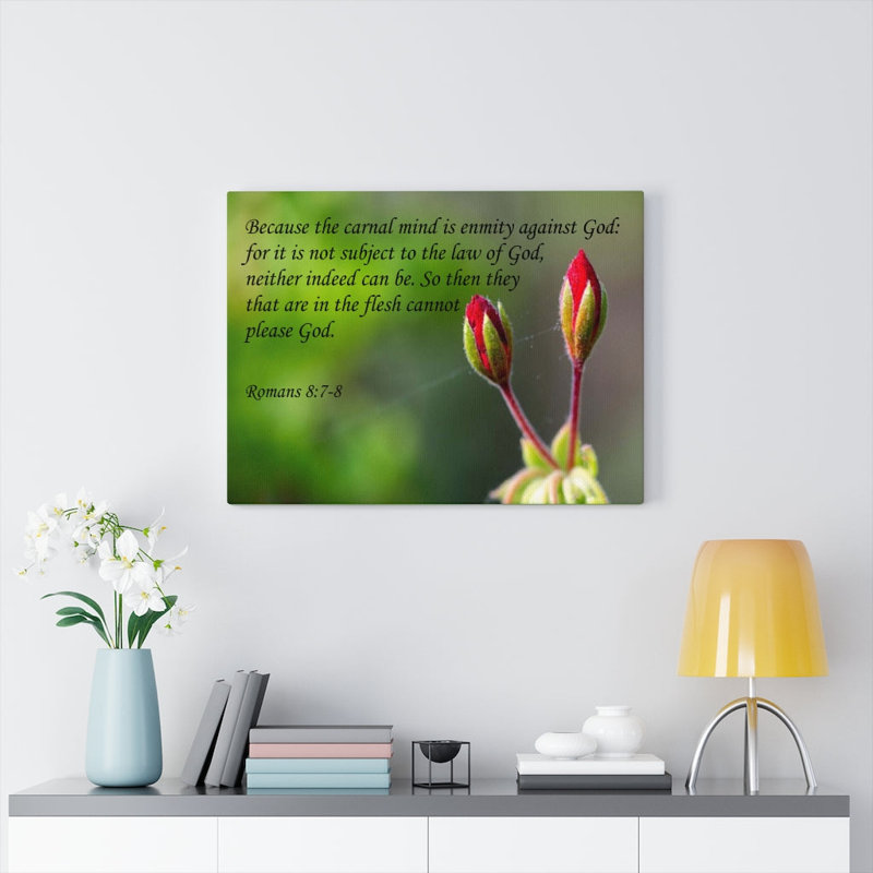 «Carnal Mind Romans 8: 7-8», impression murale verset de la Bible prêt à être accroché, H 18 po x l 24 po x P 1,25 po
