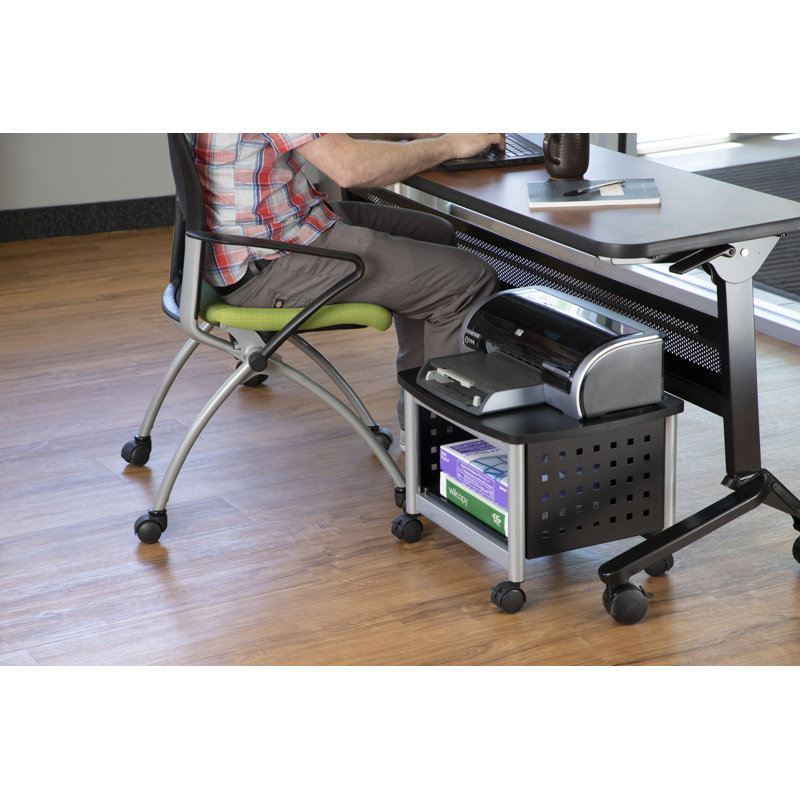 Scoot Black and Silver Steel Mobile Printer Stand