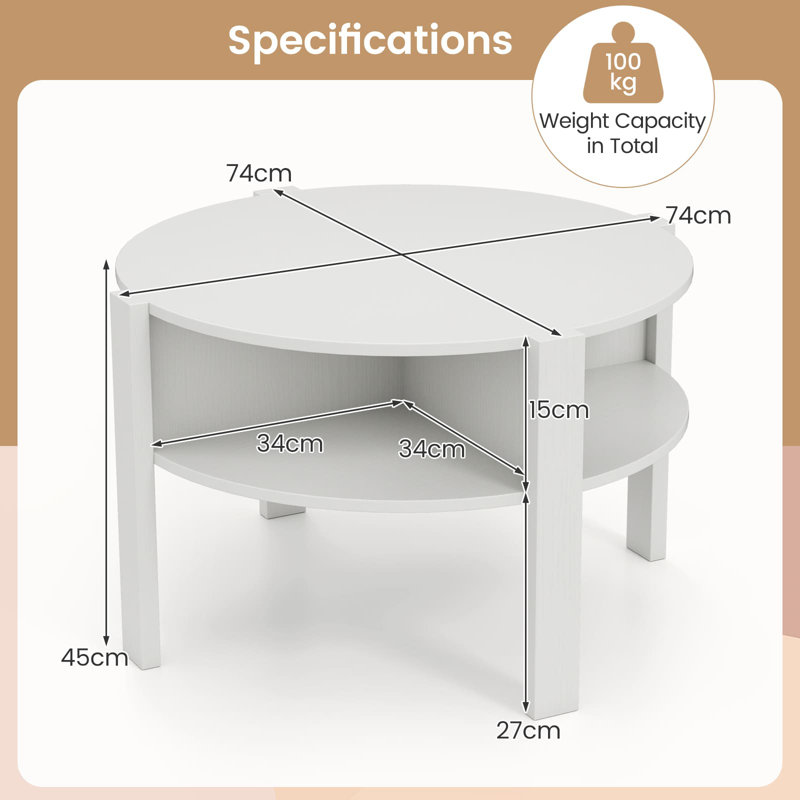 Coffee Table with Storage, White