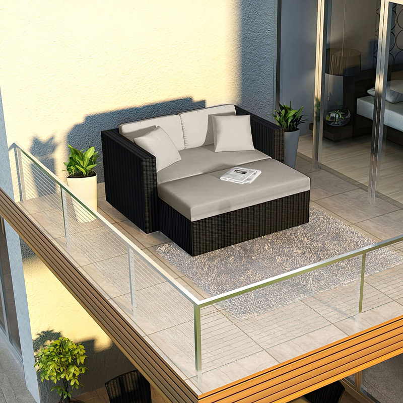 Suffern 63'' Wide Powder Coated Aluminum Patio Daybed with Cushions, Cast Silver Sunbrella®