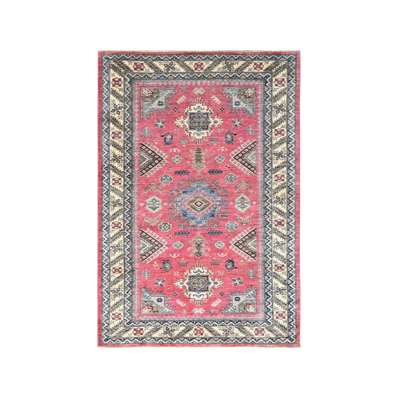 Tapis super Kazak afghan en laine naturelle noué à la main 6 pi x 8 pi 9 po D1AA31E7BFCF48F491ADE6D1679A4F92