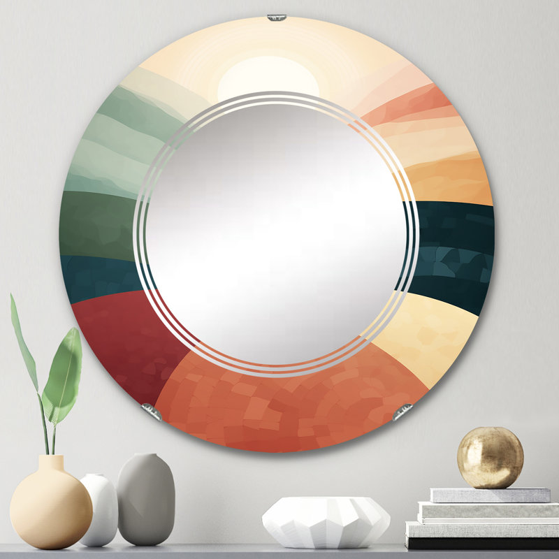 Amerique - Miroir mural moderne rond, 24 po x 24 po