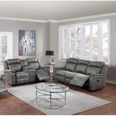 Contemporary Style 2pc Living Room Set 1x Sofa 1x Loveseat Cushion Back Horizontal And Vertical Tufting Slate Blue Primary Living Room Furniture