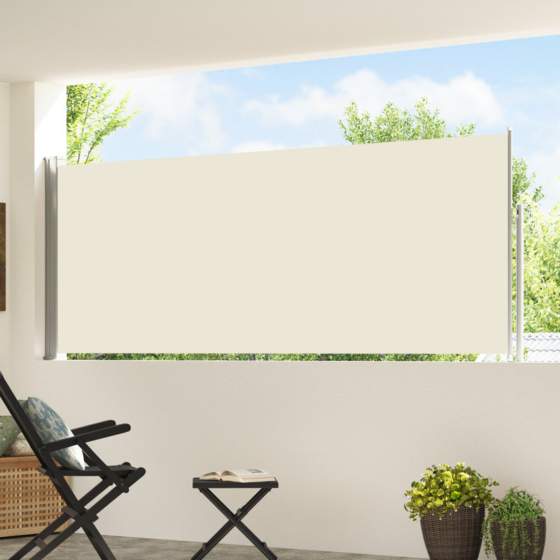 Auvent rétractable en polyester pour terrasse, H 47,2 po x l 196,9 po