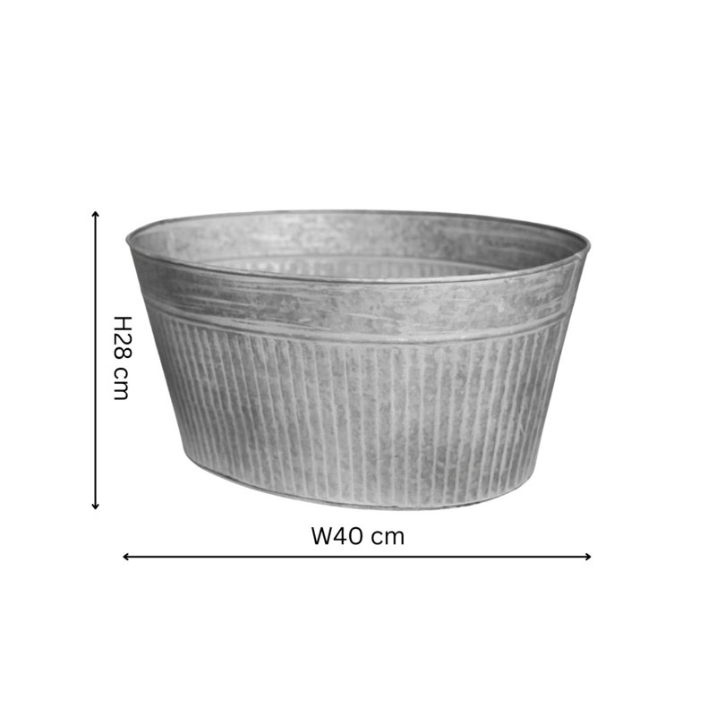 Outdoor Galvanised Trough H28cm W40cm, 28cm H x 50cm W x 15.75cm D