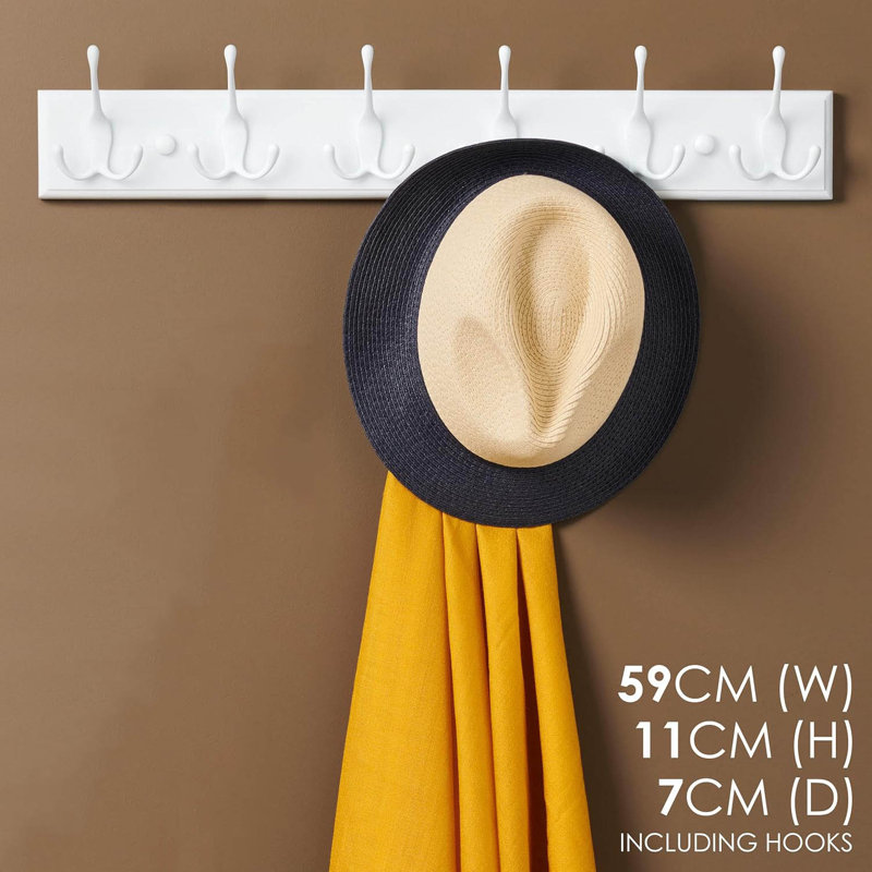 Wall 6 - Hook Coat Rack, White