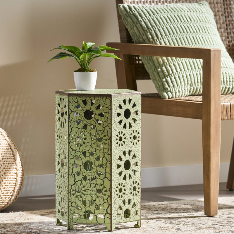 Table d'appoint légère en fer, 12 po x 10,5 po x 18,5 po, découpée, terrasse 12 po x 10,5 po x 18,5 po, pièce d'extérieur élégante