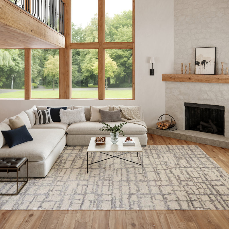 Nourison Taylorrose 9'9" x 13'9" Ivory Grey Modern Indoor Rug, Rectangle 9'9" x 13'9", Ivory Gray