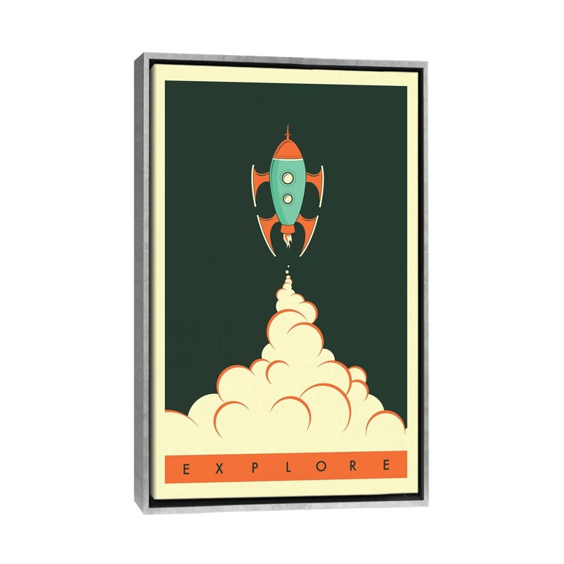 Explorez II, art encadré pour enfants, H 60 po x l 40po x P 1,5 po, Toile avec cadre argenté