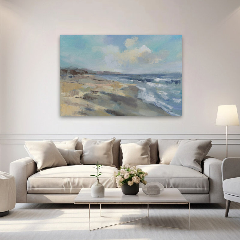 Plage contemporaine et côtière du matin, H 60 po x l 40 po