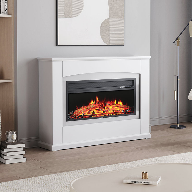 Dernaveagh ClassicLiving 122cm W Electric Fireplace with White Wooden Mantel