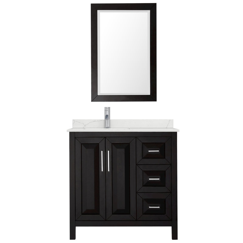 Daria 36'' W Single Vanity, Giotto Quartz, Brown, Polished Chrome