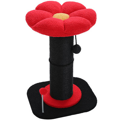 Flower Cat Scratching Post, Small Cat Tree, Scratcher For Indoor Cats With Super Thick Scratching Post [Dia=5.5''], Removable Flower Bed, Cat Scratch Post With Spring Ball