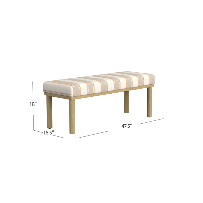 Shikera Upholstered Bench, Wide Tan Stripe