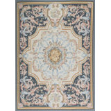 Hand-Knotted High-Quality Ivory and Rose Area Rug