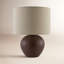 Lampe de table en céramique avec abat-jour tambour en lin -2035258833