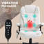 Chaise de bureau vibrante 6 points en blanc crème. Option de chauffage. Inclinable. Rembourré. Siège réglable de 17,75 po à 21,75 po. Confort blanc avec 6 vibrations. Chaleur disponible.-287987480