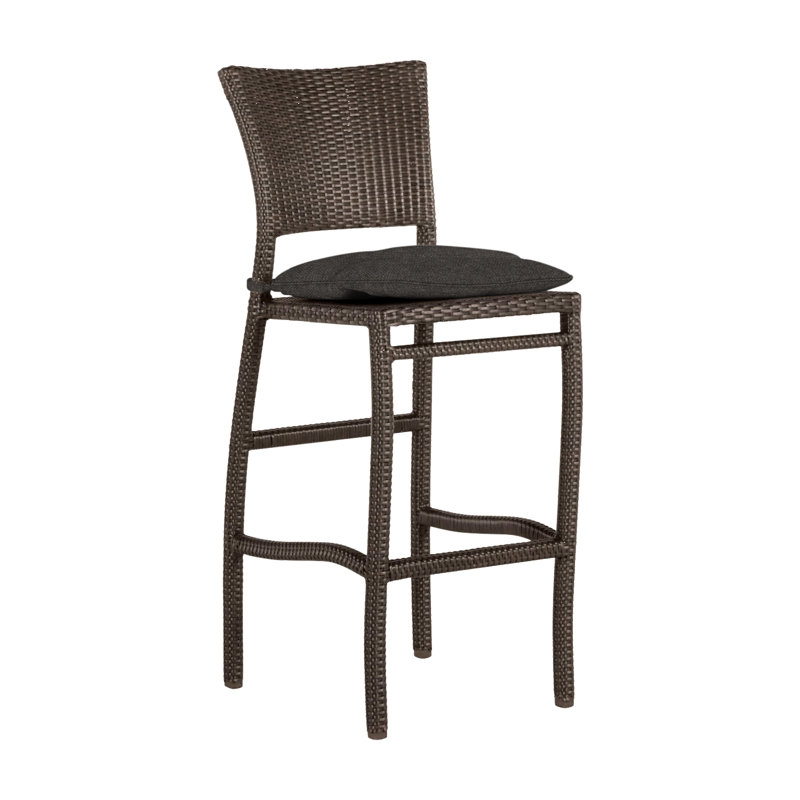 Skye 30" Patio Bar Stool with Cushion, Skye #2 Black Walnut, Welt, Verona Fossil