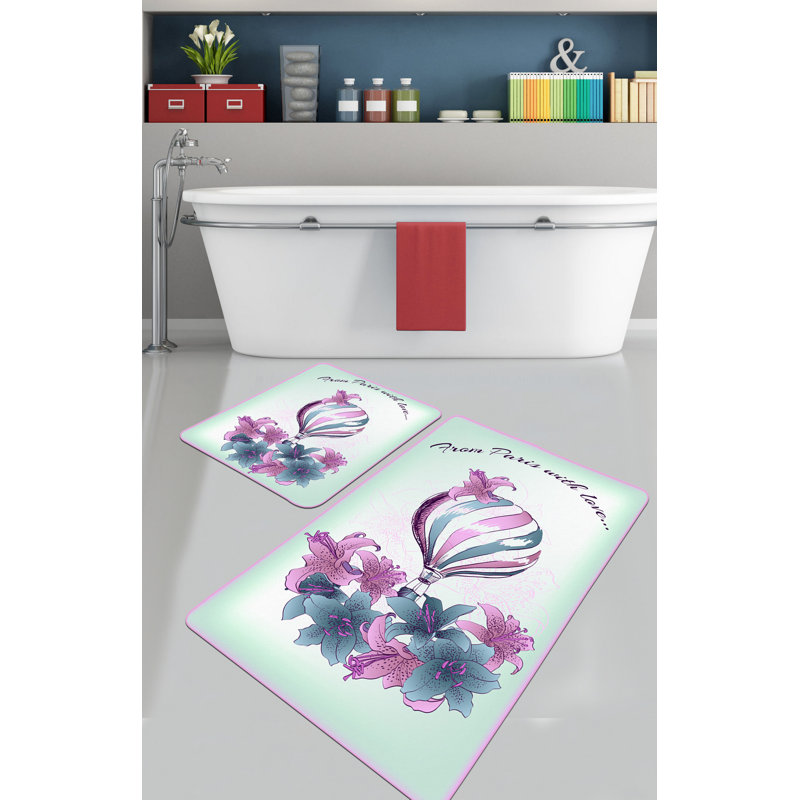 Antibacterial Bathmat Set (2 Pieces), 100% Polyester, 19.7 x 23.6 inches & 23.6 x 39.4 inches | Non-Slip Underside, Pile Height: 0.4 inches | Machine Washable, Soft and Durable, Ideal for Bathroom Safety & Comfort