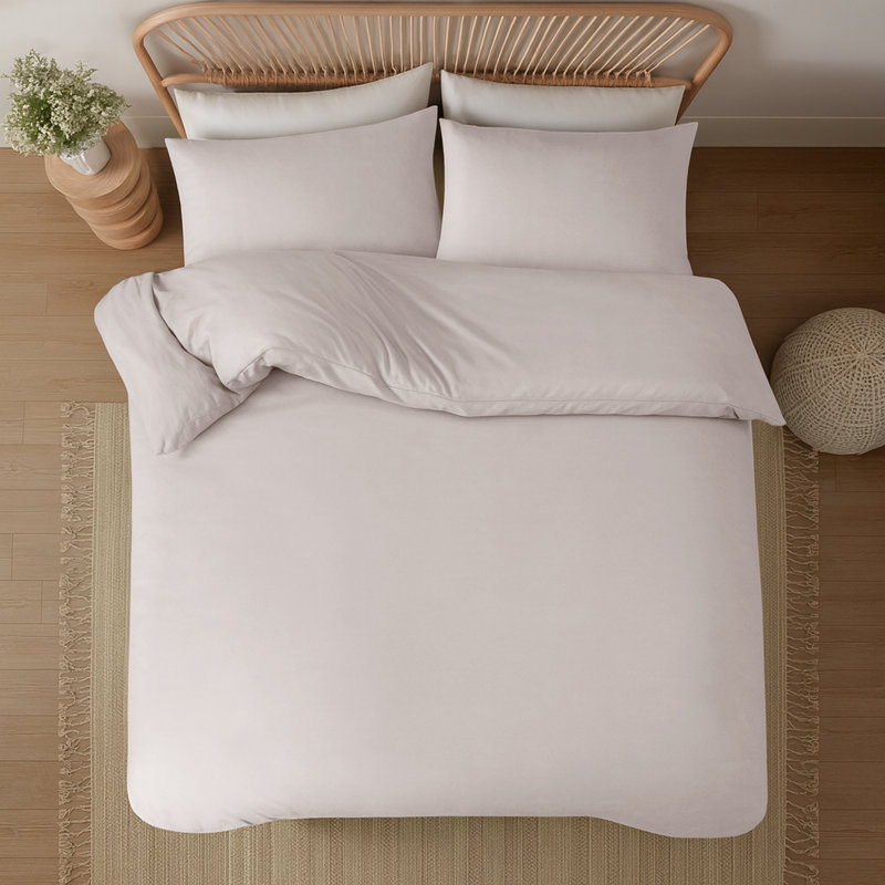 Aspire Homeware Hotel Quality 3 Piece Dyed Duvet Bedding Set with Pillowcases for Soft and Elegant Sleep, Cream