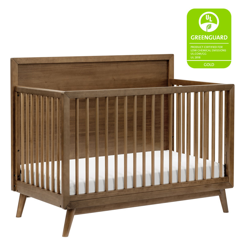 Palma 4-in-1 Convertible Crib with Toddler Bed Conversion Kit, Natural Walnut