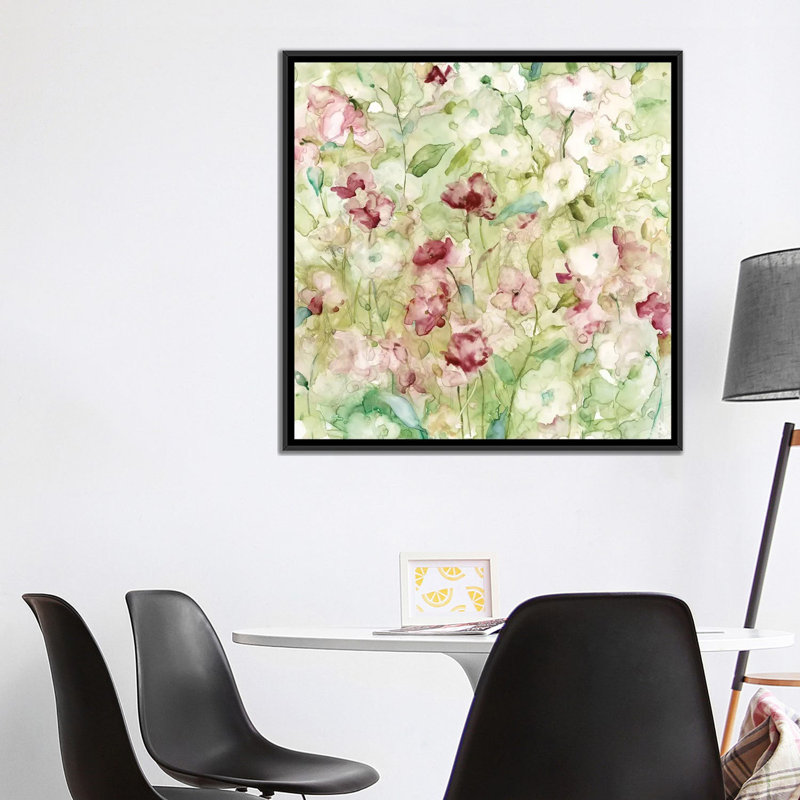 « jardin », impression sur toile, H 18 po x l 18 po x P 1,5 po, Toile avec cadre noir, Pas de tapis