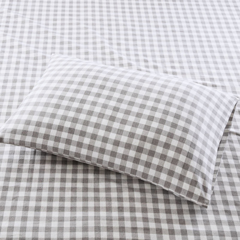Drap de flanelle de coton gris à motif de chevrons 4 pièces, et confortable