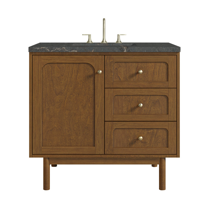 Laurent 36'' W Single Vanity, Parisien Bleu, 8" Widespread, Honey Brown